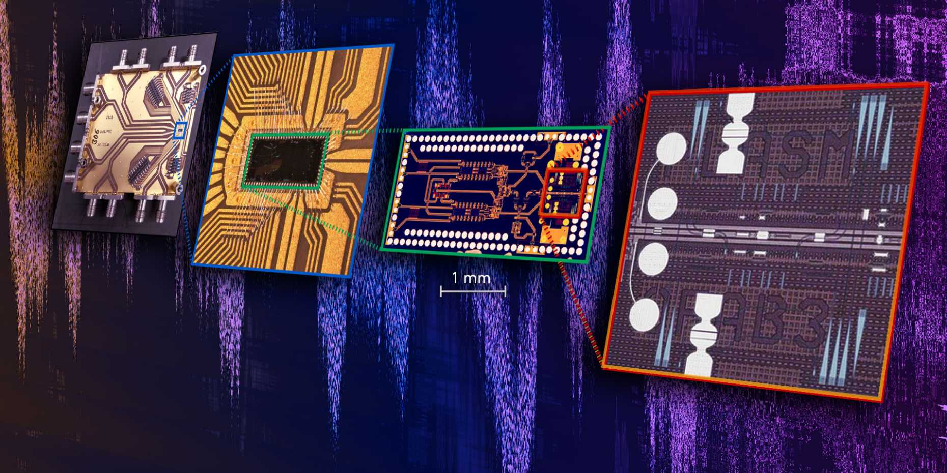 Enlarged view: The new, highly compact chip brings together the fastest electronic and light-​based elements in a single component for the first time. (Image: ETH Zurich/Nature Electronics)